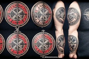 Vegvisir compass with an anchor and rope, with the Maryland state flag and the 9th infantry crest tattoo idea