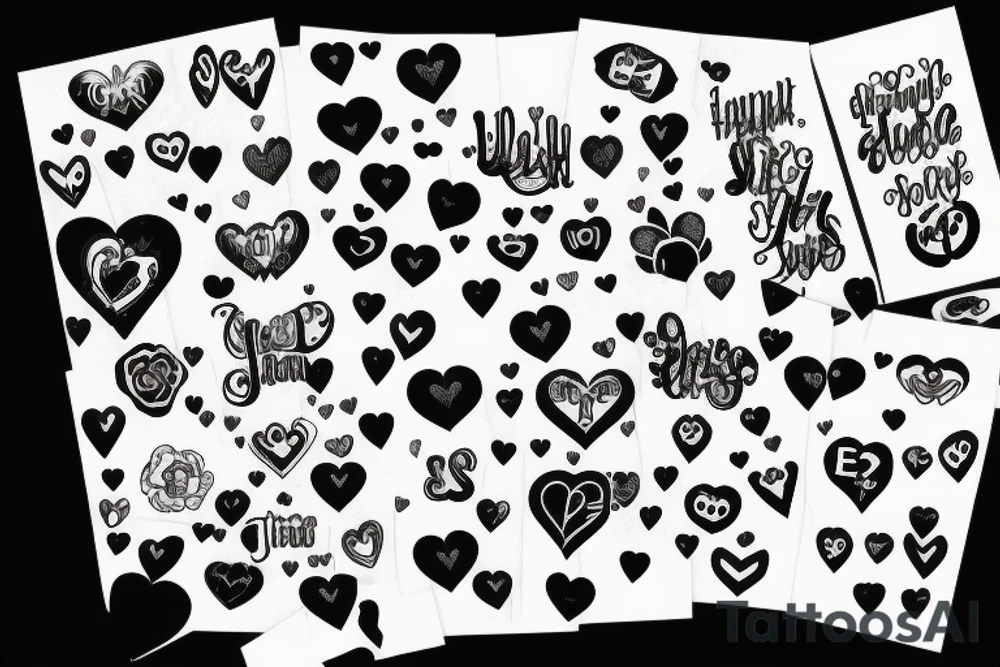 Letter S and P with tiny hearts tattoo idea