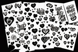 Letter S and P with tiny hearts tattoo idea
