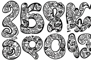 Letter S and P with tiny hearts tattoo idea