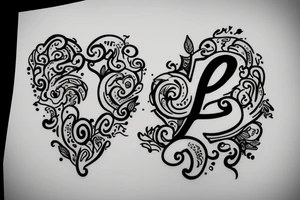 Letter S and P with tiny hearts tattoo idea