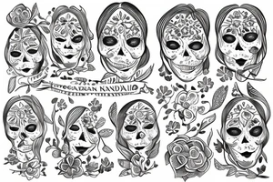 Scandinavian folk art with real flowers tattoo idea