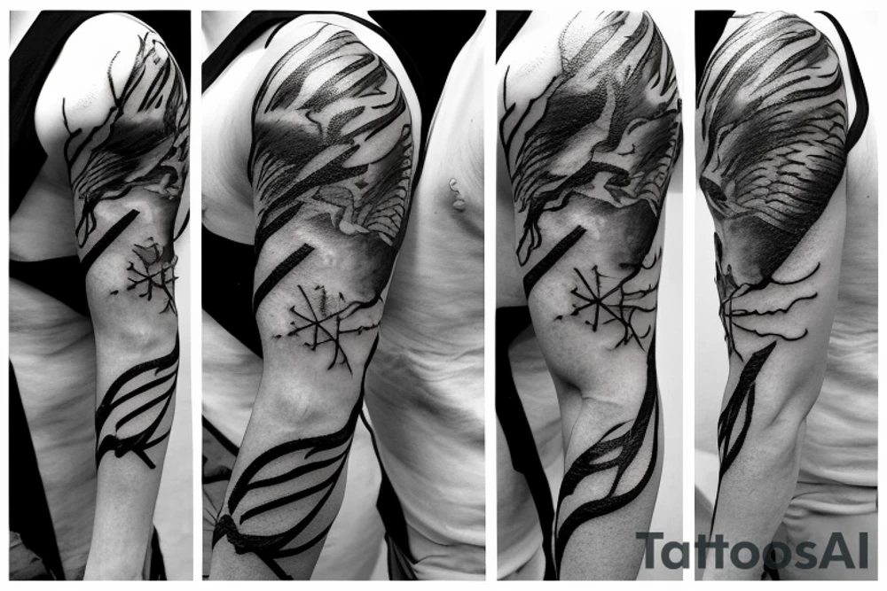 Zeus with lightning bolt and in a storm tattoo idea