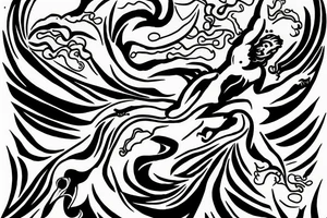 Zeus with a lightning bolt, with a storm in the background tattoo idea