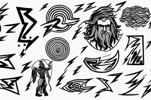 Zeus with a lightning bolt, with a storm in the background tattoo idea