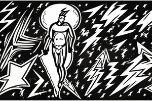 Zeus with a lightning bolt, with a storm in the background tattoo idea