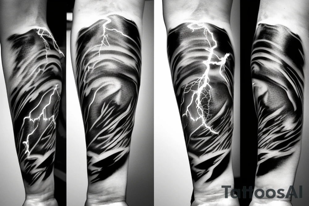Zeus with a lightning bolt, with a storm in the background tattoo idea