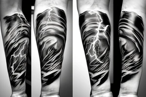Zeus with a lightning bolt, with a storm in the background tattoo idea