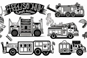 Firetruck, hammer and sailing tattoo idea