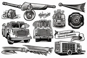 Firetruck, hammer and sailing tattoo idea