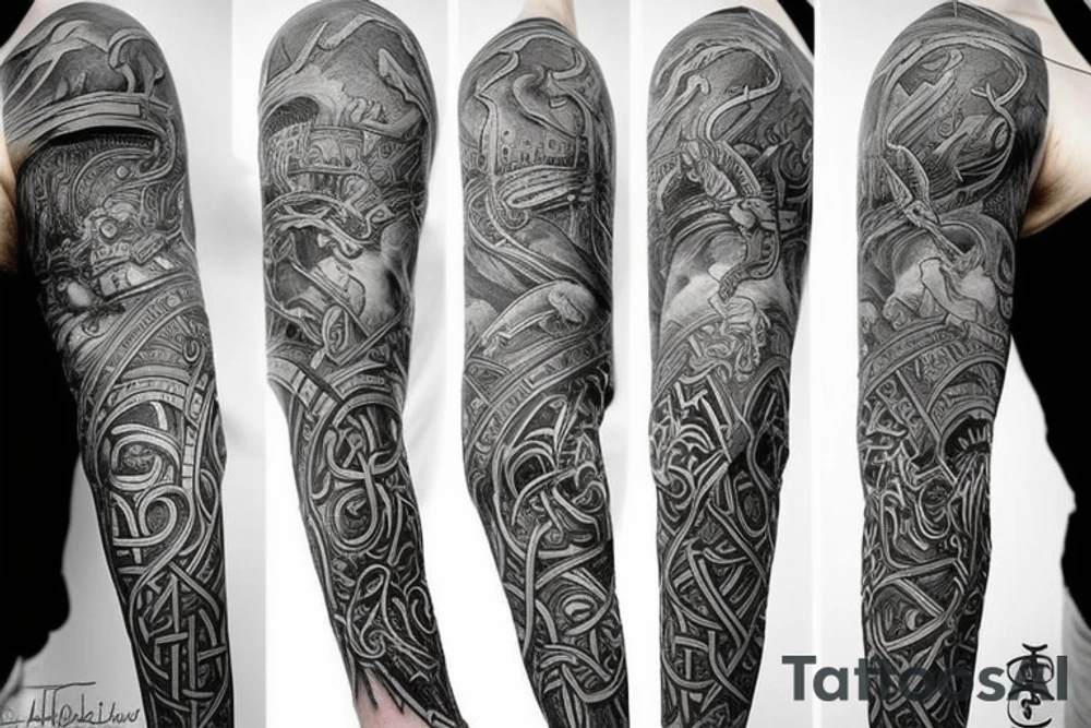 norse mythology sleeve tattoo idea