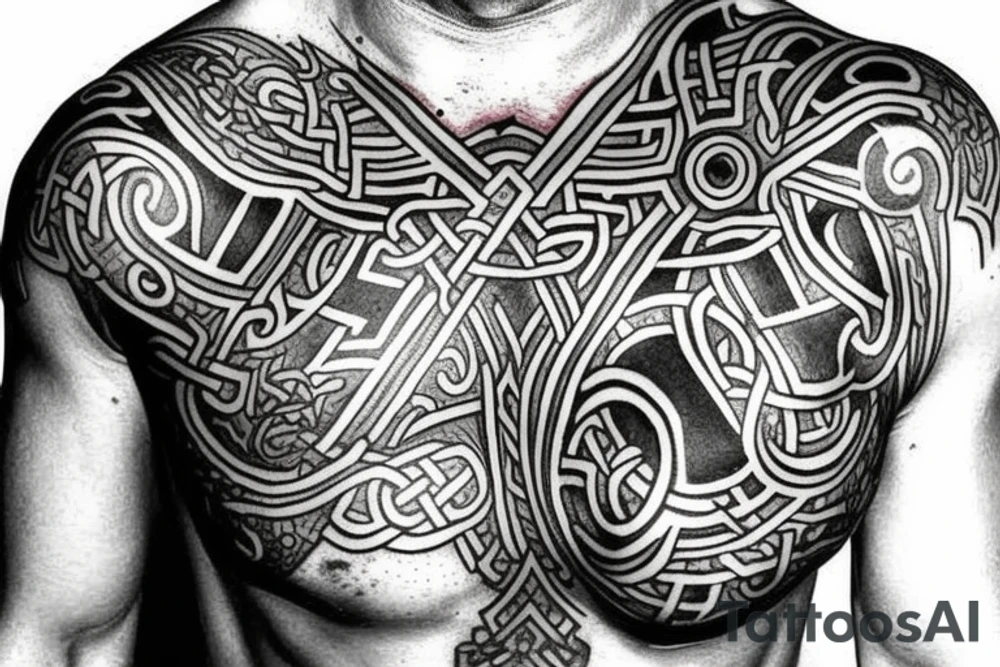 Chest viking tattoo tattoo idea