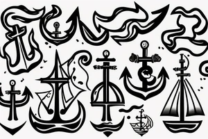 simple ship anchor on fire tattoo idea