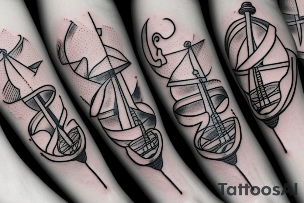 simple ship anchor on fire tattoo idea