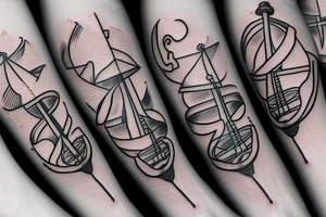simple ship anchor on fire tattoo idea