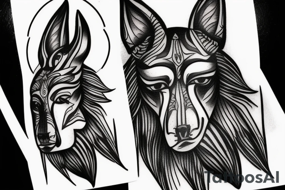 anubis face simple tattoo idea
