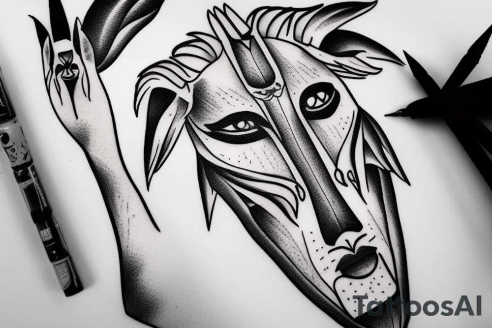 anubis face simple tattoo idea