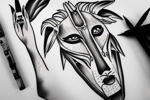 anubis face simple tattoo idea