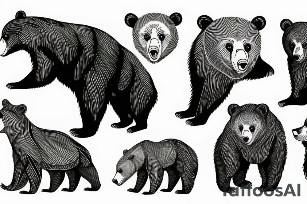 Bear with background tattoo idea