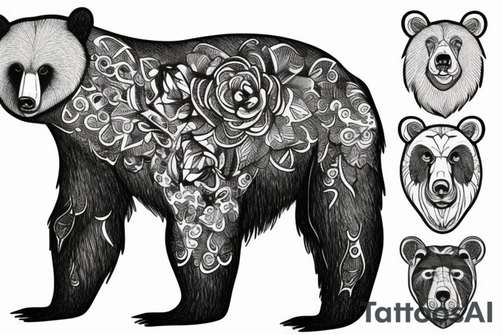 Bear with background tattoo idea