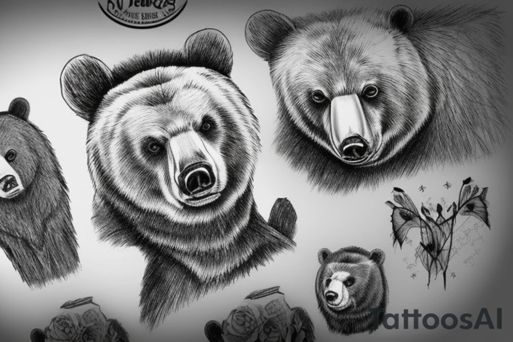 realistic Bear with background tattoo idea