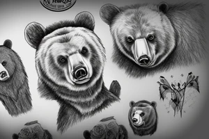 realistic Bear with background tattoo idea