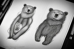 realistic Bear with background tattoo idea