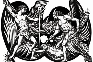 saint michael stabbing the devil tattoo idea