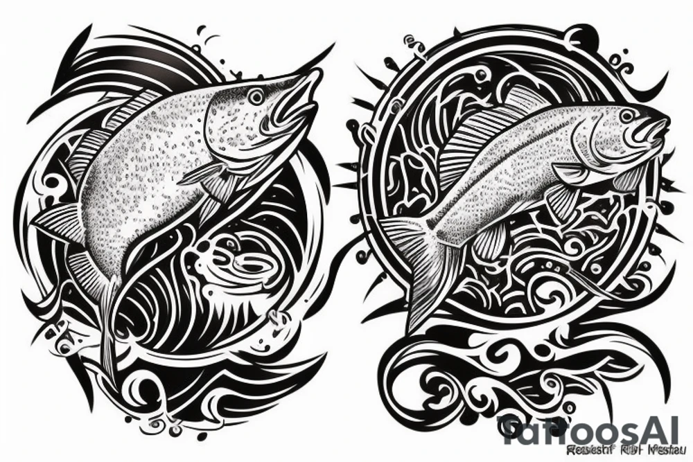 Fish with front half of rainbow trout and back half of a red drum tattoo idea