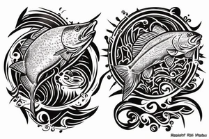 Fish with front half of rainbow trout and back half of a red drum tattoo idea