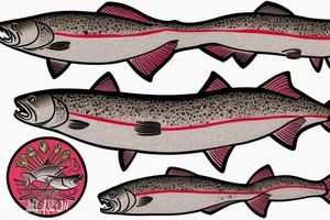 Rainbow trout with red drum back half tattoo idea