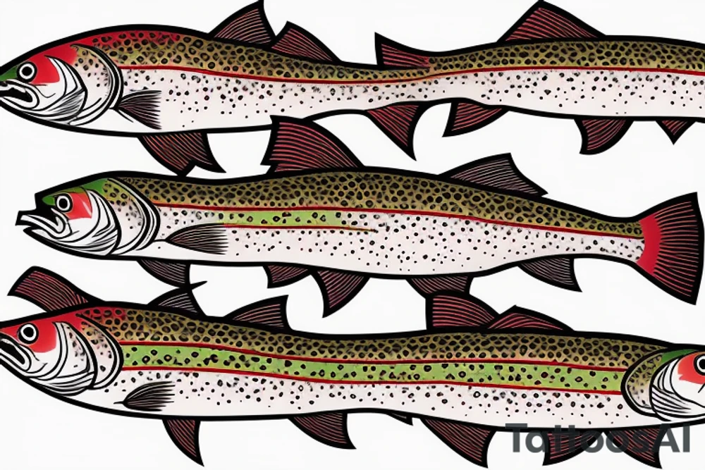 Rainbow trout with red drum back half tattoo idea