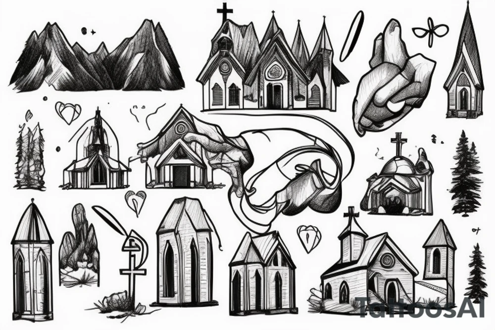 Church in the mountains tattoo idea