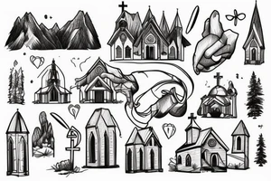 Church in the mountains tattoo idea