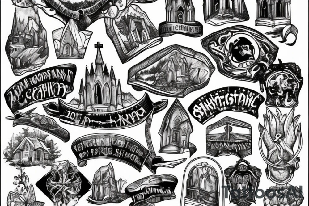 Church in the mountains tattoo idea