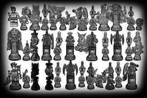 Lego chess pieces on a battle field tattoo idea