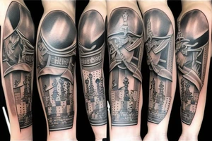 chess pieces on a battle field tattoo idea