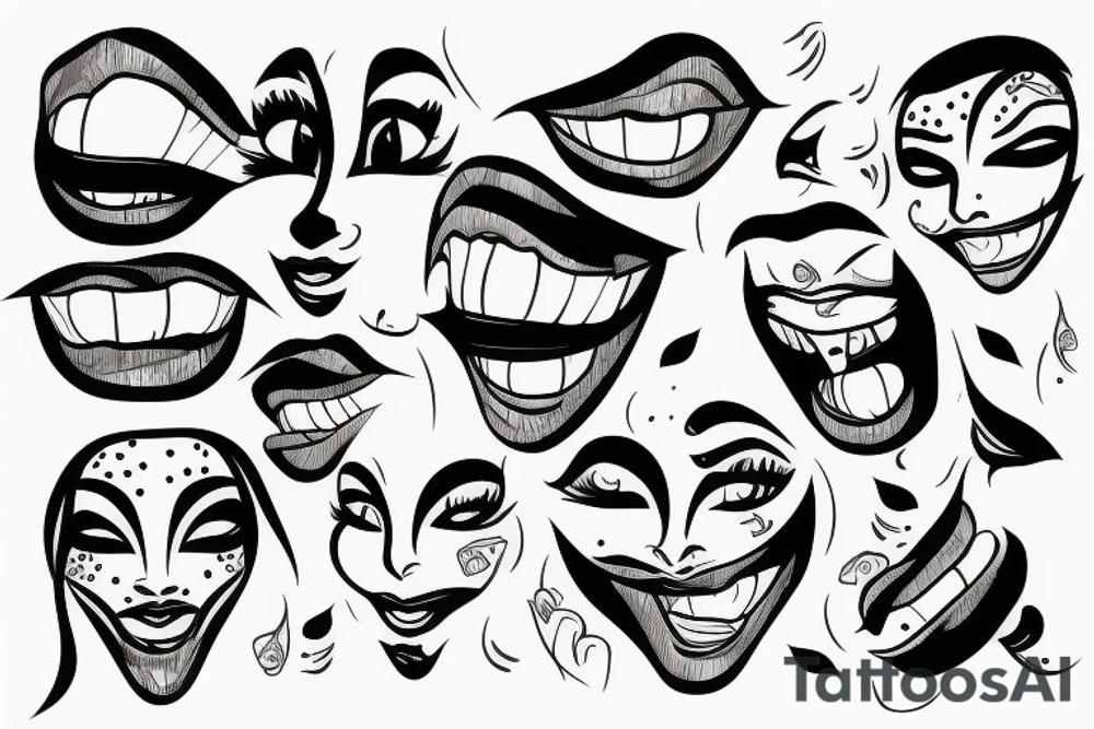 A face with sewed mouth tattoo idea