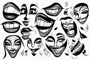 A face with sewed mouth tattoo idea