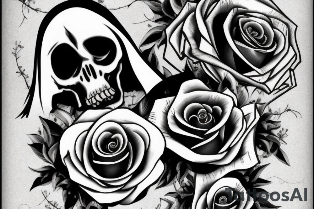 Grim reaper with a rose tattoo idea