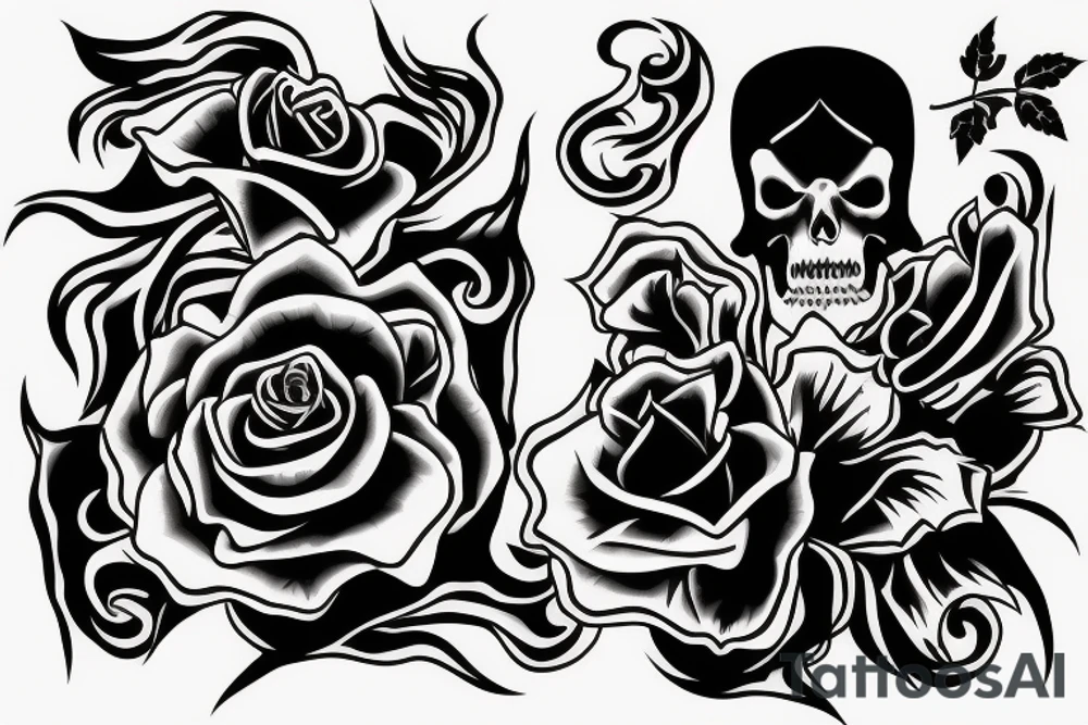 Grim reaper with a rose tattoo idea