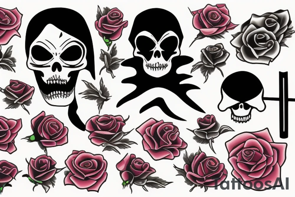 Grim reaper with a rose tattoo idea