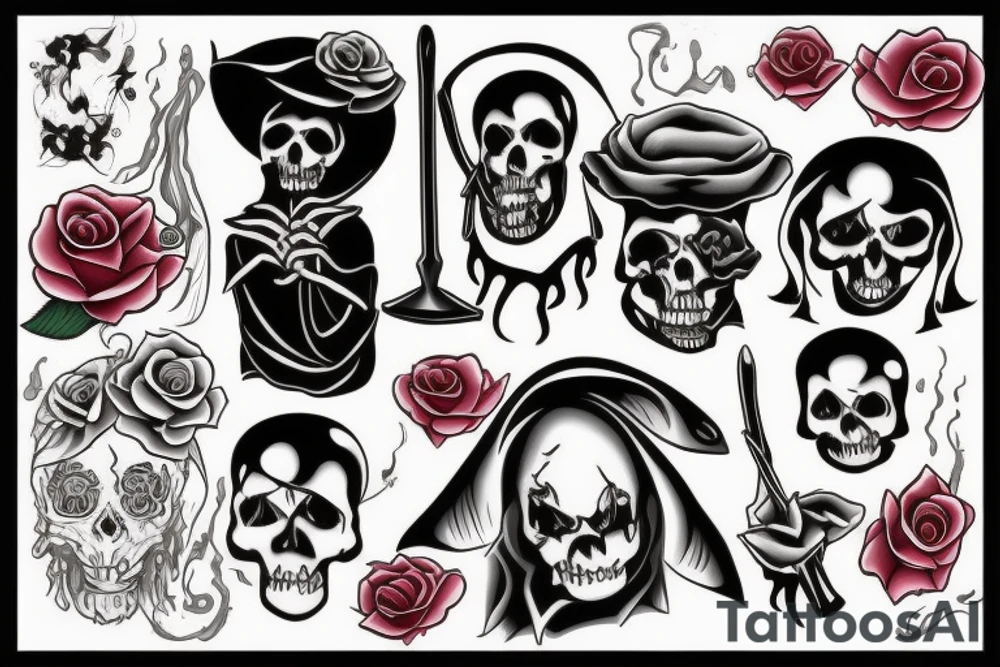 Grim reaper with a rose tattoo idea