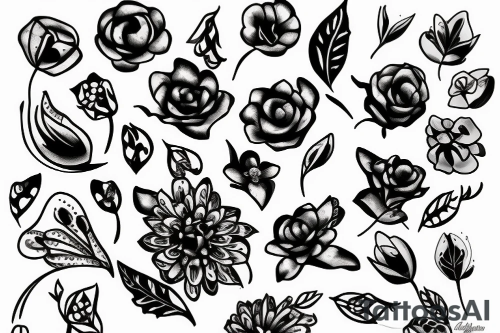 Dainty flower with semicolon on the stem tattoo idea