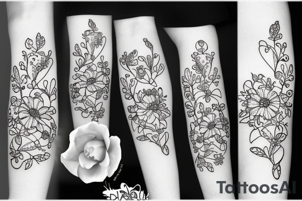 Dainty flower with semicolon on the stem tattoo idea