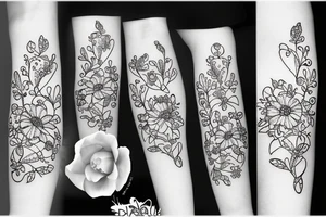 Dainty flower with semicolon on the stem tattoo idea