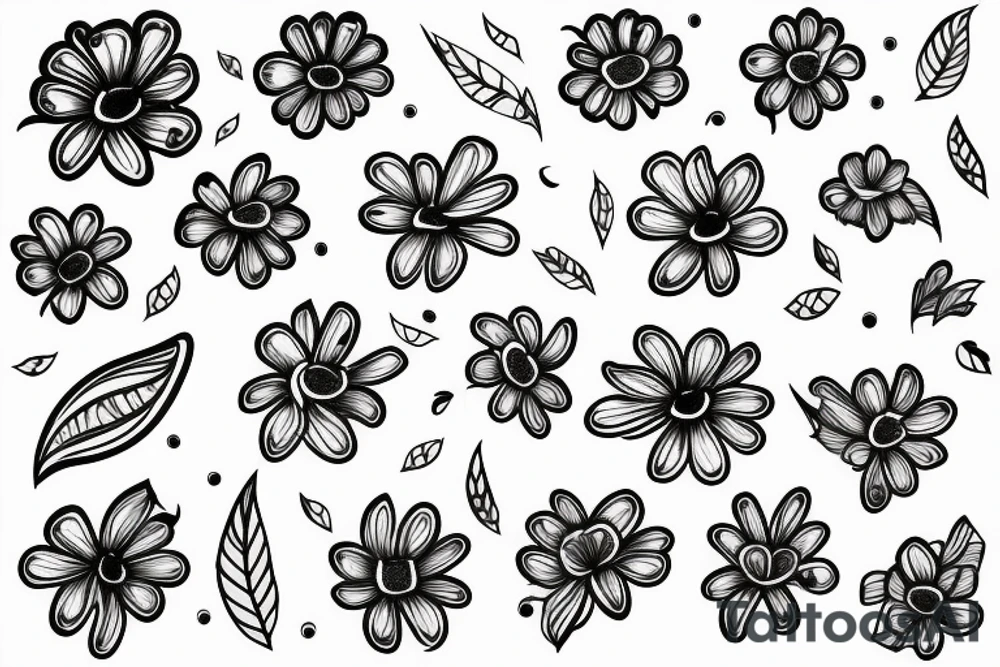 Semicolon with flower single line tattoo idea