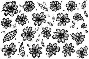 Semicolon with flower single line tattoo idea