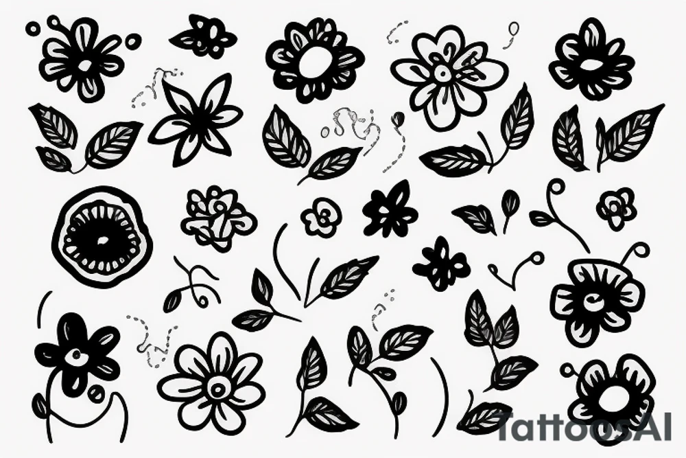 Semicolon with flower single line tattoo idea