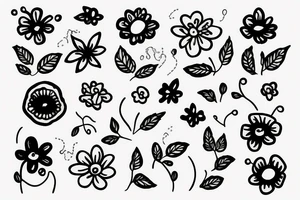 Semicolon with flower single line tattoo idea